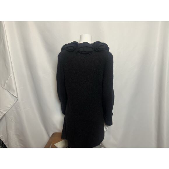 Soft Surroundings Alpaca Wool Blend Ruffle Neck Cardigan Black Sz S Boho Artsy - Picture 5 of 9